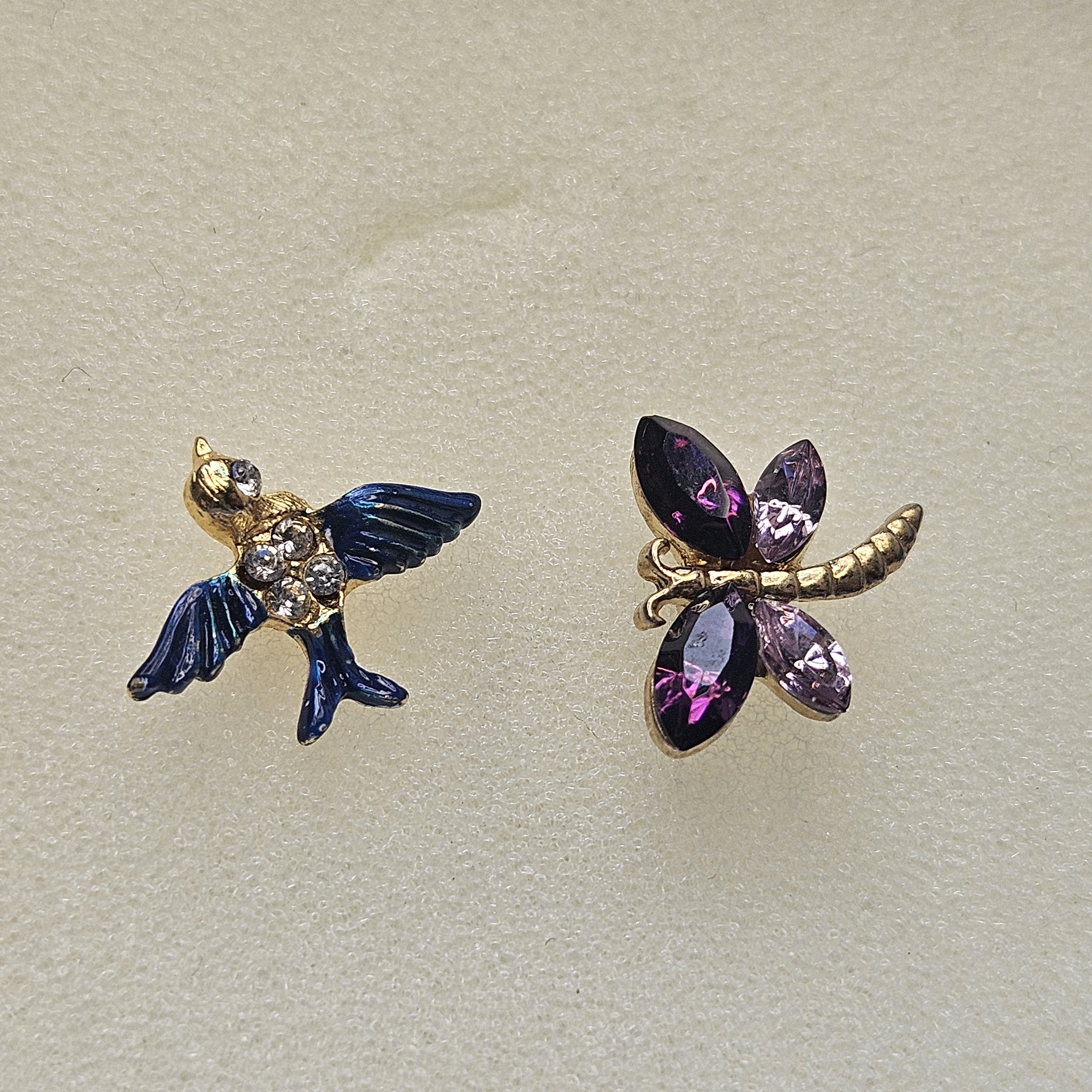 Blue Hummingbird With Purple Dragonfly Pin Set, Nwot